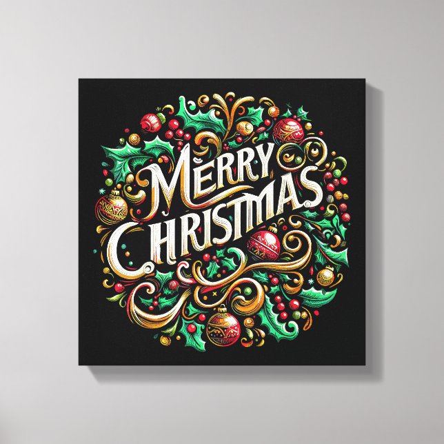 Lienzo Navidades Feliz fiesta navideña (Anverso)