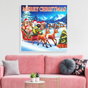 Lienzo Navidades festivos Animals Canvas Imprimir 24" x 2