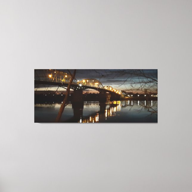 Lienzo Navidades iluminan el puente sobre el Danubio. (Anverso)