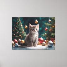Navidades juguetones gatitos cerca del árbol con o