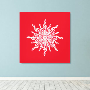 Lienzo Navidades Monograma Ornamental Rojo G-Clef Snowfla