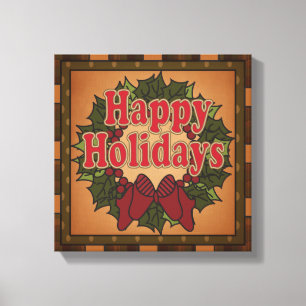 Lienzo Navidades navideños felices Wreath Canvas