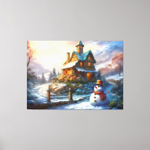 Lienzo Navidades nostálgicos Snowman   Algodón de cosecha