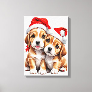 Lienzo Navidades Perros Cachorros