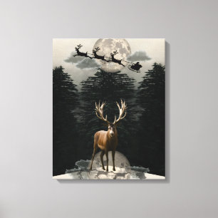 Lienzo Navidades Reindeer y Sleigh Canvas Wall Art