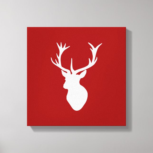 Lienzo Navidades rojos y blancos Deer Stag Head (Anverso)