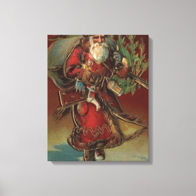 Lienzo Navidades saludando a Santa con regalos # 2 (Anverso)