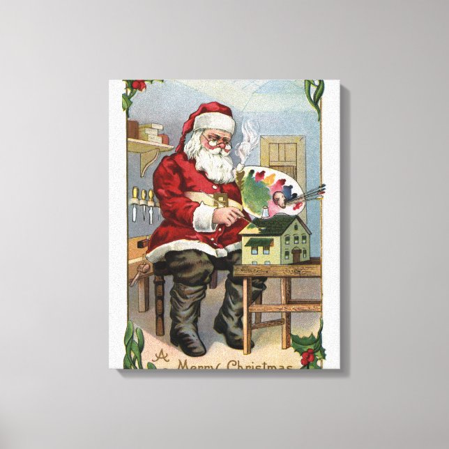 Lienzo Navidades saludando a Santa Pintura (Anverso)