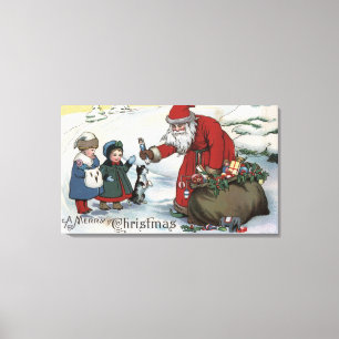 Lienzo Navidades saludando a Santa y a los niños