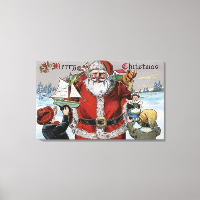 Lienzo Navidades saludandoRegalos de Santa (Anverso)