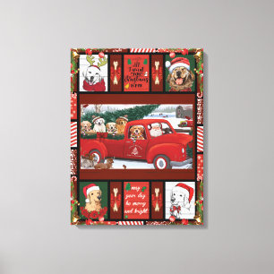 Lienzo Navidades Santa Red Truck recuperador de oro