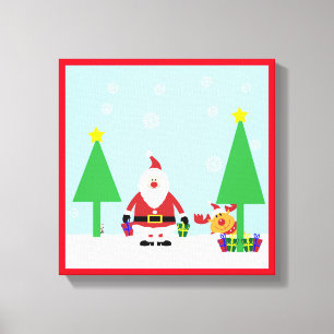 LIENZO NAVIDADES SANTA SCENE