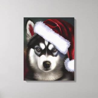 Lienzo Navidades Siberian Husky / Perro confitado