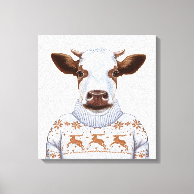 Lienzo Navidades Sweater Cow (Anverso)