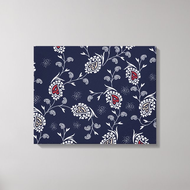 Lienzo Navy Paisley: Diseño de Patrones Elegantes. (Anverso)