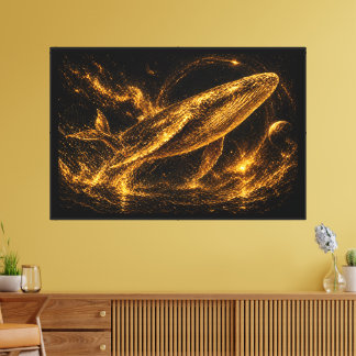 Lienzo Nebulosa de la Ballena Cósmica de Oro de Lujo Ciel