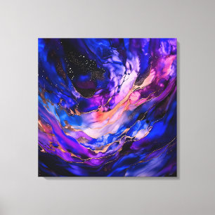 Lienzo Nebulosa del espacio púrpura en tinta de alcohol