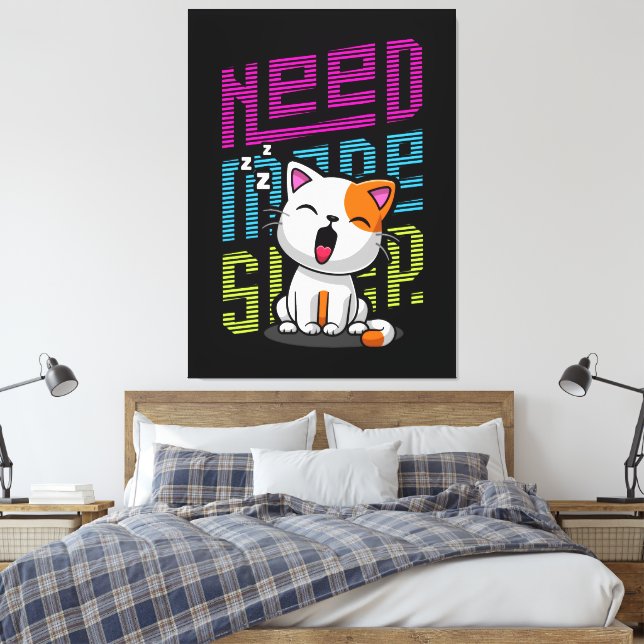 Lienzo Necesita más sueño | Divertida expresión de bostez (Insitu(Dormitorio))