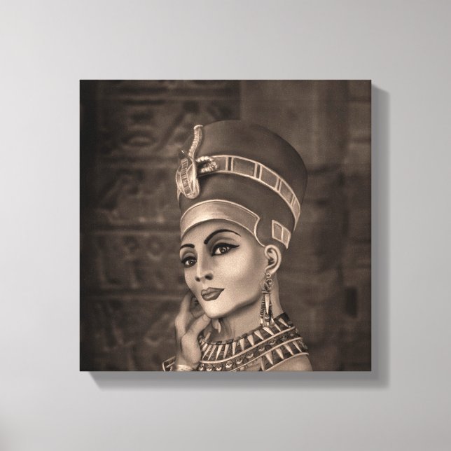 Lienzo Nefertiti - la reina egipcia - sepia (Anverso)