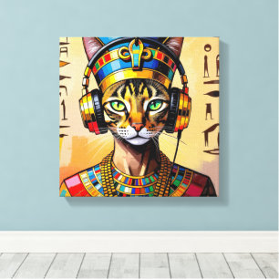 LIENZO NEFERTITI REINA DEL NILO-GATO ABISINIO