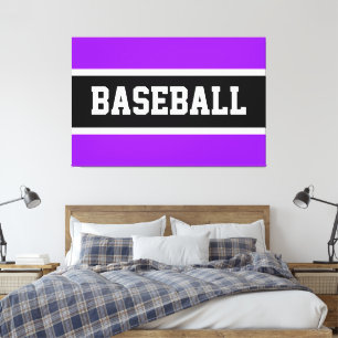 Lienzo Negrita Franjas de BÉISBOL Morado Brillante Negro