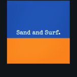 Lienzo Negrita Naranja azul en la costa Resumen Minimalis<br><div class="desc">Compartir un lugar favorito para ir en verano - a la orilla. Este diseño minimalista, luminoso, moderno y abstracto, con colores y palabras que evocan el sentido del lugar. El tercio inferior del lienzo está empapado en un naranja cálido y brillante, la parte superior en azul intenso y profundo. El...</div>