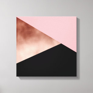 Lienzo negro color de rosa geométrico moderno elegante