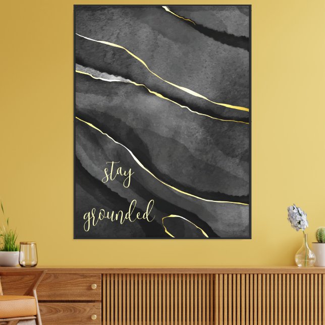 Lienzo Negro con oro "permanece arrojado" (Insitu (Sala de estar))
