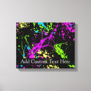 Lienzo Negro personalizado/salpicadura de neón