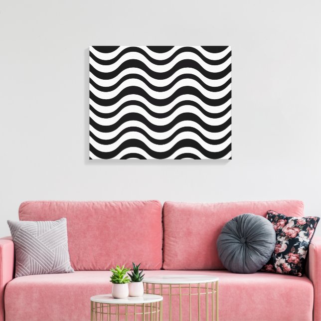 Lienzo Negro y Blanco Ondulado Abstracto en Negrita (Insitu (Sala de estar))