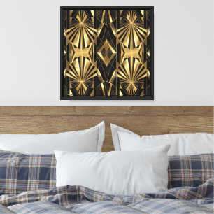 Lienzo Neo Art Deco Negro Dorado Geométrico Gatsby 