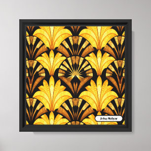 Lienzo Neo Deco Dorado Patrón Abstracto Geométrico