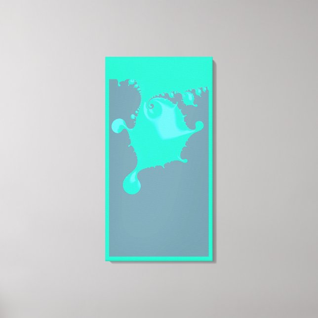 Lienzo Neo Mint Fractal Wet Paint Drip Minimal Resumen (Anverso)