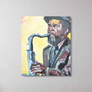 Lienzo Neoexpresionista saxofonista de jazz