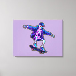 Lienzo Neon 3D Skeleton Skateboarding – Funny Streetwear 