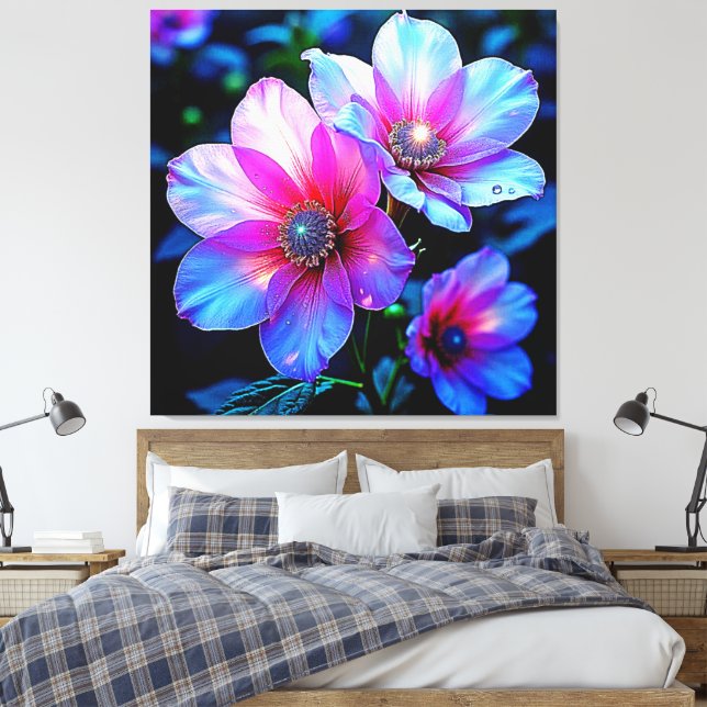 Lienzo Neon Bloom Flower Magic Glow Design (Insitu(Dormitorio))