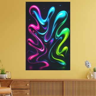 Lienzo Neon Dreams II Abstract Canvas | Chrome Wall Art
