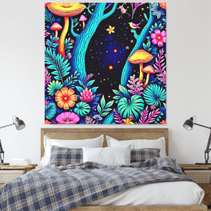Lienzo Neon Fantasy Forest Night Glow Design