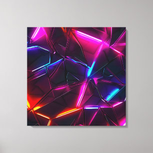Lienzo Neón Geométrico Abstracto Futurista Cyberpunk