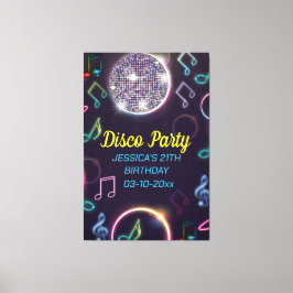 Lienzo Neon Glow Disco Dance Birday Party