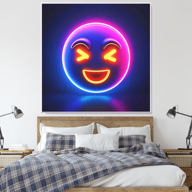 Lienzo Neon Laughing Emoji Joy (Insitu(Dormitorio))