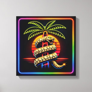 Lienzo Neon Lux Noches de Miami serpiente con incrustacio