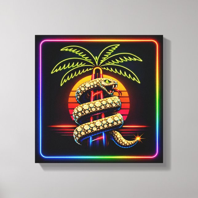 Lienzo Neon Lux Noches de Miami serpiente con incrustacio (Anverso)