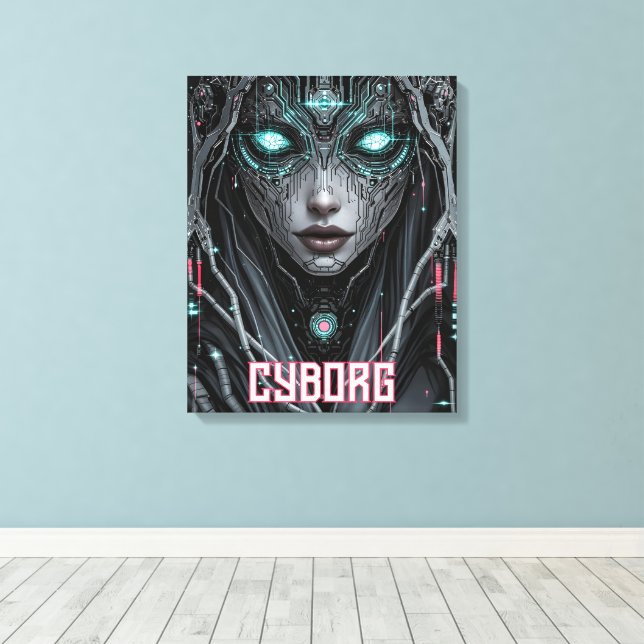 Lienzo Neon Oracle Cyborg (Insitu (piso de madera))