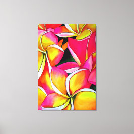 Lienzo Neon Pink Plumeria Frangipani acuarela Art