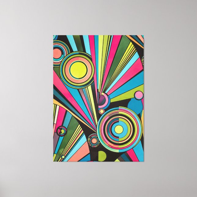 Lienzo Neon Pop Art Deco: Electric Geometric Radio Waves  (Anverso)