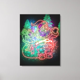 Lienzo Neon Santa Claus