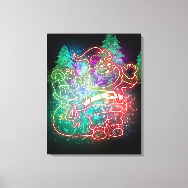 Lienzo Neon Santa Claus (Anverso)