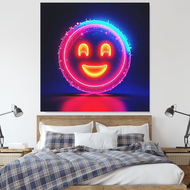 Lienzo Neon Smile: Bright Happy Glow Design (Insitu(Dormitorio))
