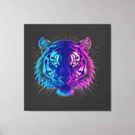 Lienzo Neon White Tiger – Glowing Cyberpunk Wildlife Art